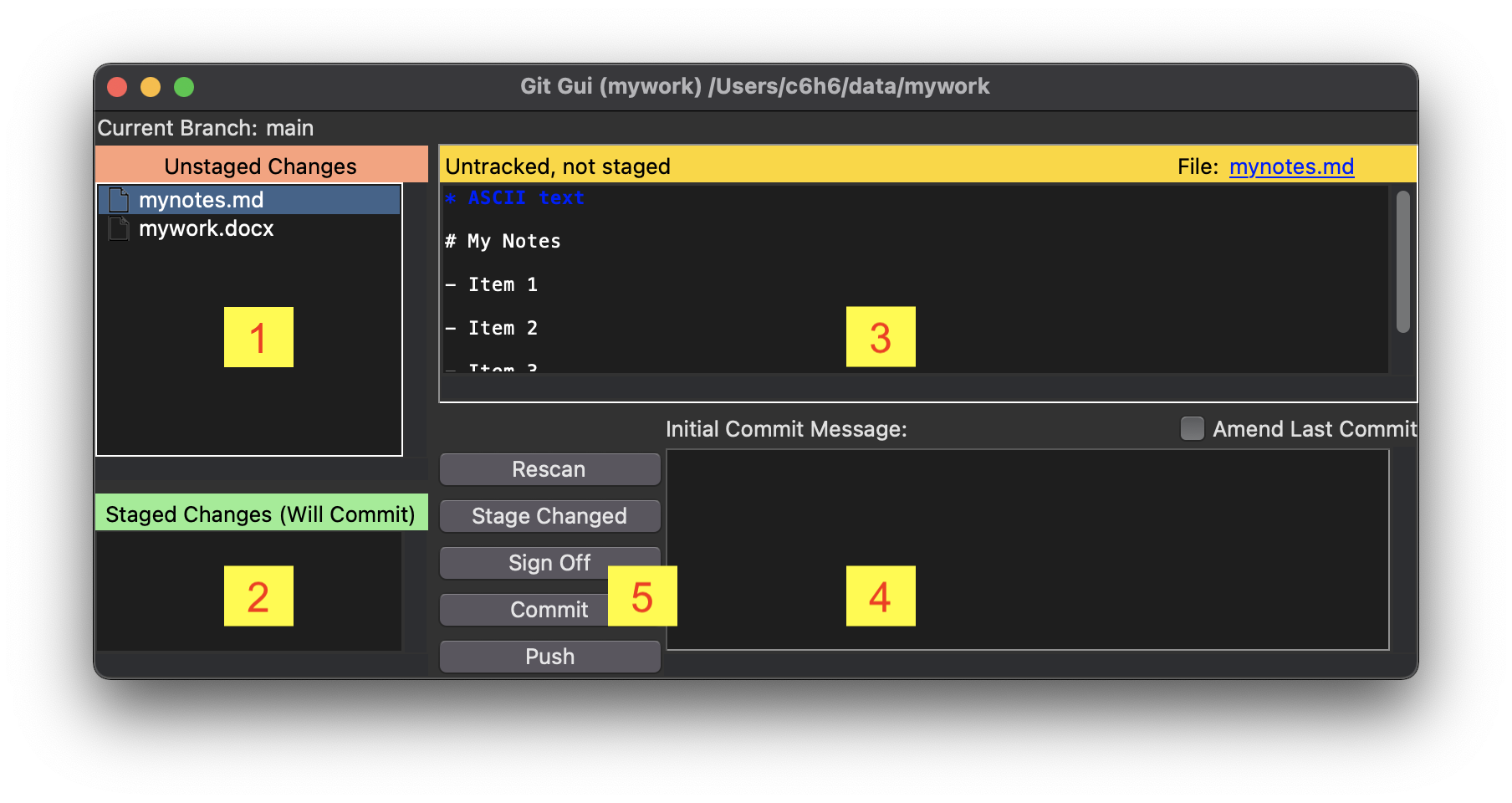 GIT GUI Dialog box